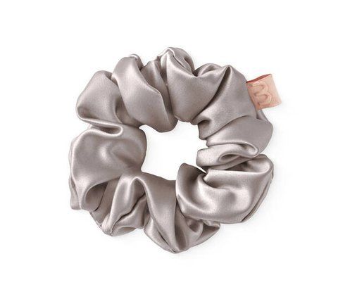 Объемная резинка для волос серо-бежевая MON MOU Silk Scrunchie 003-15 фото