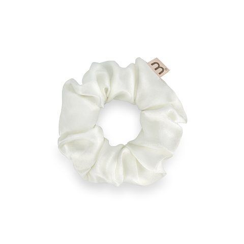 Шелковая объемная резинка для волос белая MON MOU Silk Hair Band White 003-02 фото
