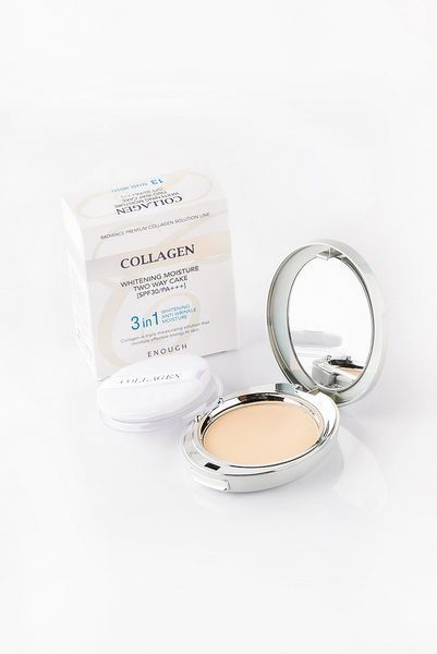 Відбілювальна пудра для обличчя зволожувальна з колагеном ENOUGH COLLAGEN Whitening Moisture Two Way Cake SPF30 08815 фото