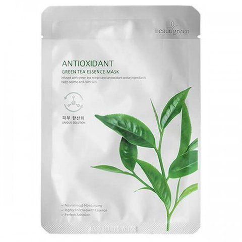 Тканинна маска для обличчя з екстрактом зеленого чаю BeauGreen Premium Antioxidant Green Tea 12560 фото