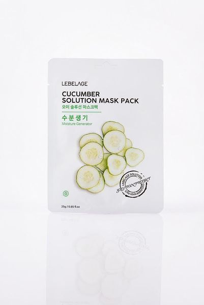Тканинна маска для обличчя з екстрактом огірка LEBELAGE CUCUMBER SOLUTION MASK 08996 фото