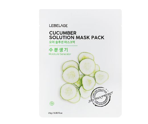 Тканинна маска для обличчя з екстрактом огірка LEBELAGE CUCUMBER SOLUTION MASK 08996 фото