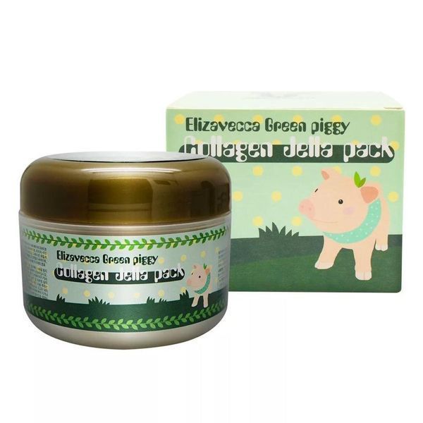 Колагенова маска для обличчя тонізуюча ELIZAVECCA Green Piggy Collagen Jella Pack 06768 фото