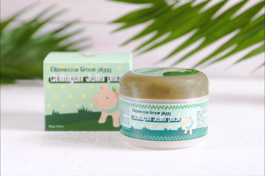 Колагенова маска для обличчя тонізуюча ELIZAVECCA Green Piggy Collagen Jella Pack 06768 фото