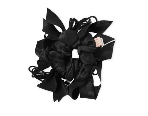 Черная дизайнерская шелковая резинка MON MOU &times; BOBKOVA SILK SCRUNCHIE BLACK 003-01-01 фото