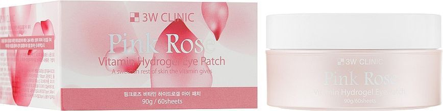 Патчі для повік з екстрактом троянди, 3W Clinic Pink Rose Pink Rose Vitamin Hydrogel Eye Patch 08532 фото
