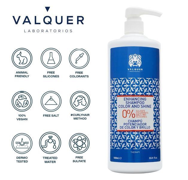 Безсульфатный шампунь для окрашенных волос Valquer Enhamcing Color And Shine Shampoo 12144 фото