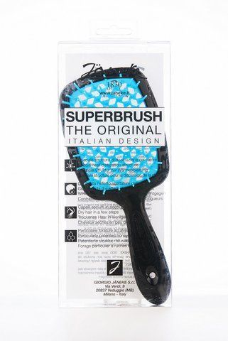 Расческа для волос черная с голубым Janeke Superbrush 09294 фото