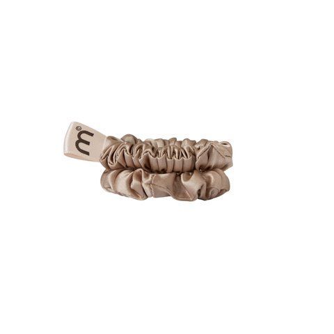 Набор резинок для тонких волос бежевый MON MOU Mini Slim Silk Scrunchies 2 шт 005-00-04 фото