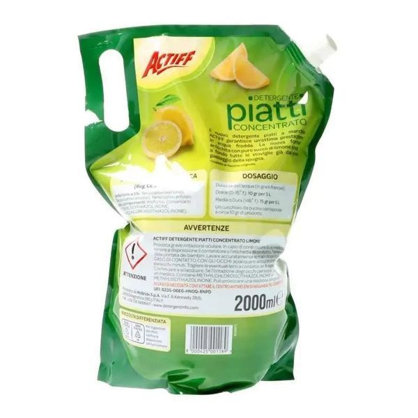 Засіб для миття посуду Концентрований Дой-пак Лимон Actiff Piatti in Doypack 259506/262205 фото