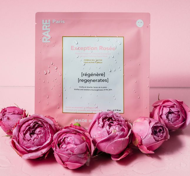 Маска для лица с керамидами и омега 3 RARE Paris Exception Rosee Ecological Cellulose Facial Mask  10183 фото