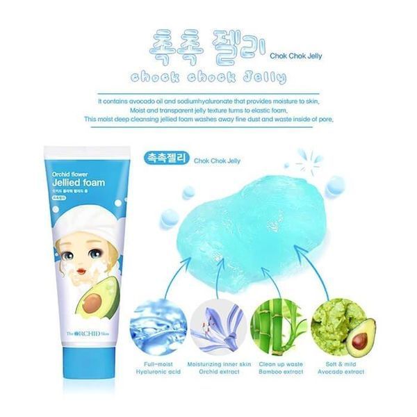 Гелева очищувальна пінка для обличчя з екстрактом авокадо The Orchid Skin Orchid Flower Jellied Foam Chok Chok 07433 фото