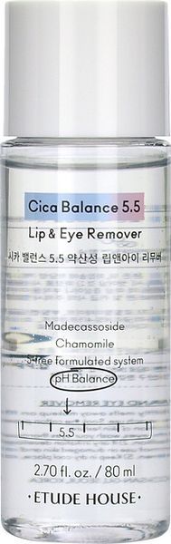 Слабокислотное двухфазное средство для очищения губ и глаз Etude House Cica Balance 5.5 Lip&Eye Remover 09751 фото