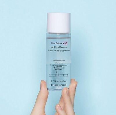 Слабокислотное двухфазное средство для очищения губ и глаз Etude House Cica Balance 5.5 Lip&Eye Remover 09751 фото