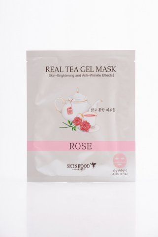 Антивікова гідрогелева маска для обличчя з екстрактом троянди Skinfood Real Tea Gel Mask Rose зволожуюча 06567 фото