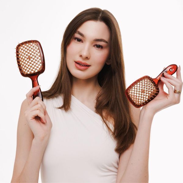 Гребінець коричневий з бежевим Janeke Superbrush Small SP234 CON фото
