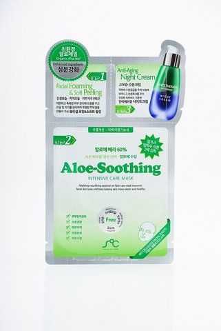 Триступенева маска для вечірнього догляду за шкірою обличчя SOC 3Step Aloe-Soothing Intensive Care Mask 07334 фото