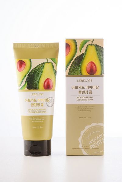 Очищувальна пінка для вмивання з екстрактом авокадо зволожувальна Lebelage Avocado Revital Cleansing Foam 09000 фото