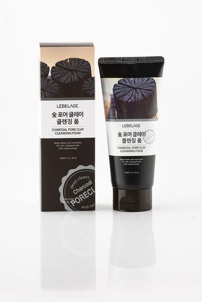 Вугільна пора, що очищає, пінка для вмивання обличчя Lebelage Charcoal Pore Clay Cleansing 08997 фото