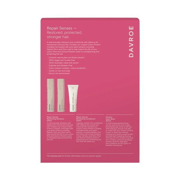 Набір для відновлення волосся Davroe Repair Senses Christmas Xmas Trios Pack with Chroma Clear Gloss 3406D фото