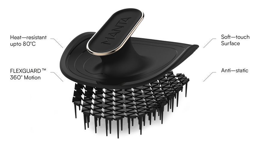 Щетка для волос черная Manta Brush Black Gold 12002 фото